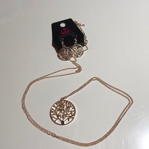 Paparazzi Long Tree of Life Necklace & Earrings